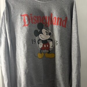 Disney Gray Crew Sweatshirt with Mickey and Red Disneyland Logo